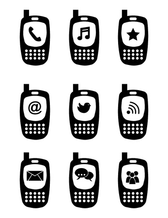 phones icons over white background vector illustration のイラスト素材