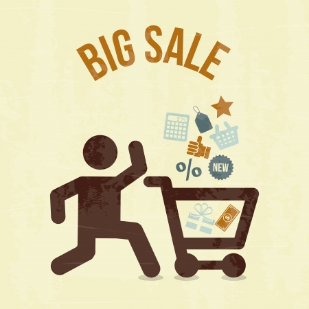 big sale shopping over cream background vector illustration のイラスト素材