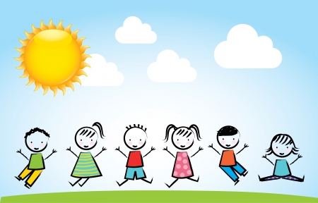 child's play over sky background vector illustration のイラスト素材