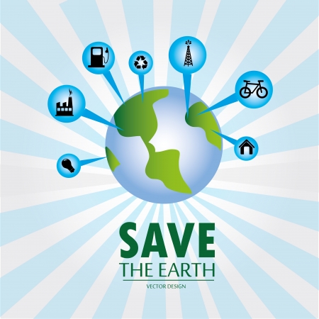 save the earth over blue background vector illustration のイラスト素材