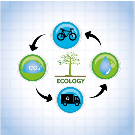 ecology tree over blue  background のイラスト素材