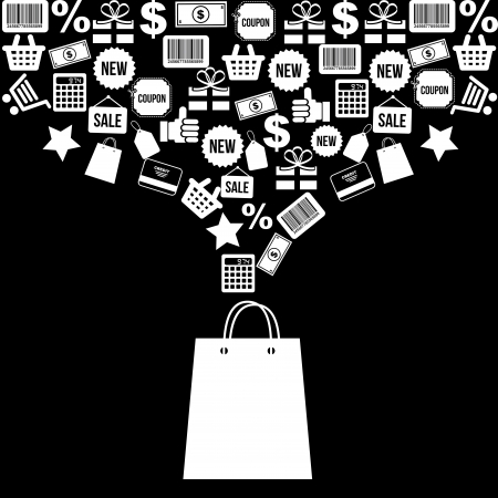 shopping icons over black  background vector illustration のイラスト素材