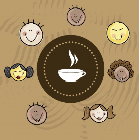Coffee icon with children over brown background vector illustrationのイラスト素材