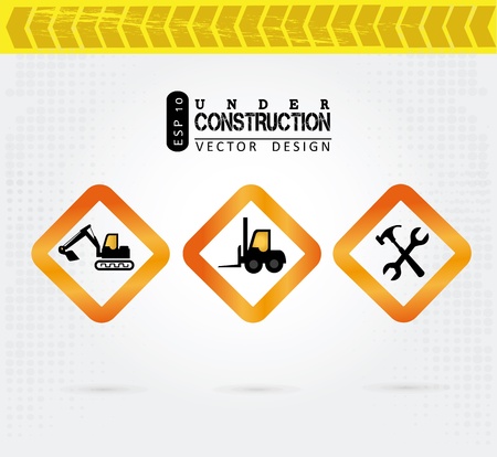 under construction over grunge background vector illustration のイラスト素材