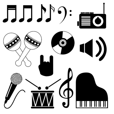musical icons over white background vector illustration のイラスト素材