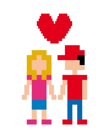 love pixel design over white background のイラスト素材