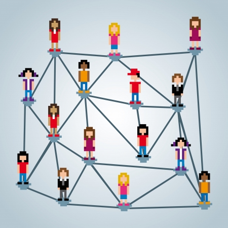 network pixel design over blue background vector illustration のイラスト素材