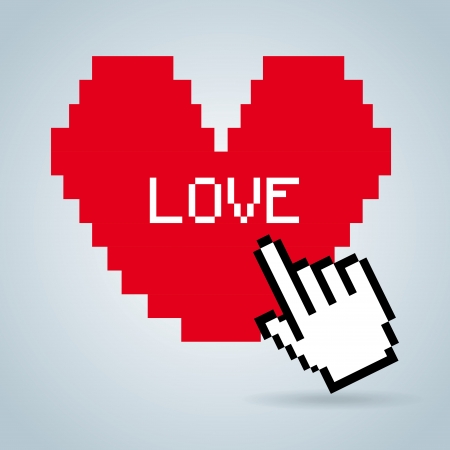 love pixel design over blue background のイラスト素材