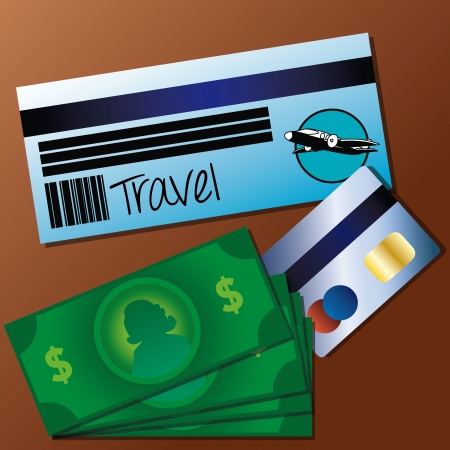 travel documents over brown background vector illustration のイラスト素材