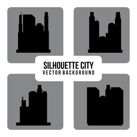 silhouette city over white background のイラスト素材