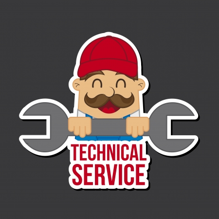 technical service icon over black background のイラスト素材
