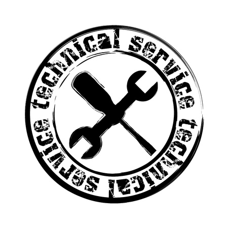 technical service seal over white background のイラスト素材