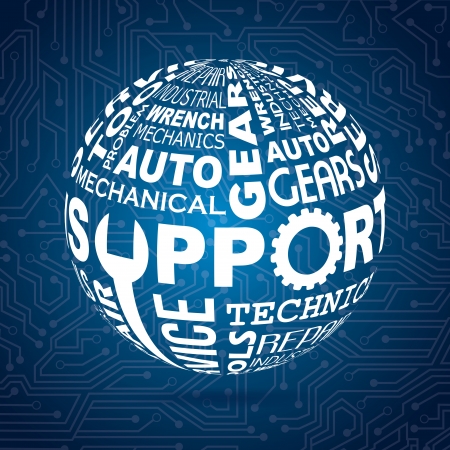 support design over blue circuit background vector illustration のイラスト素材