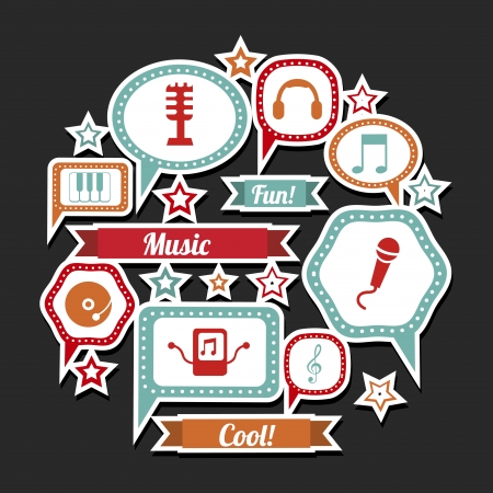 music expression icons over black background vector illustration のイラスト素材