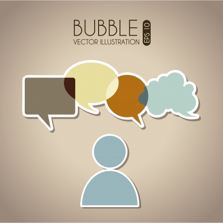 bubbles communication icons over beige background vector illustration のイラスト素材