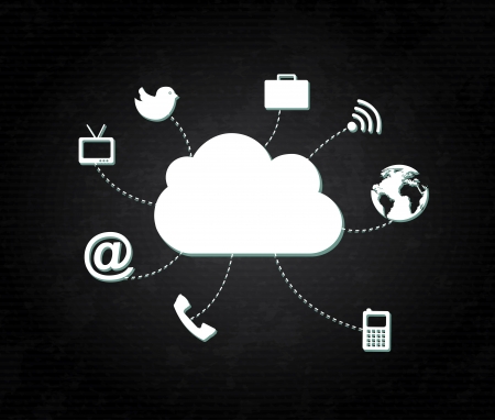clouds social icons  over black background vector illustration のイラスト素材