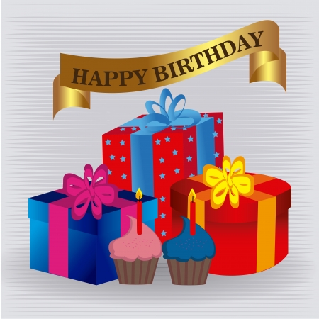 happy birthdat gifts over gray background vector illustration のイラスト素材