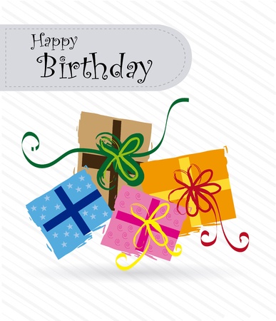 happy birthday gifts over white background vector illustration のイラスト素材