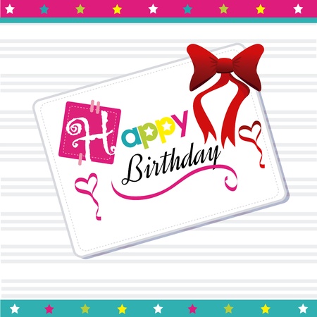 happy birthday postcard over white background vector illustration のイラスト素材