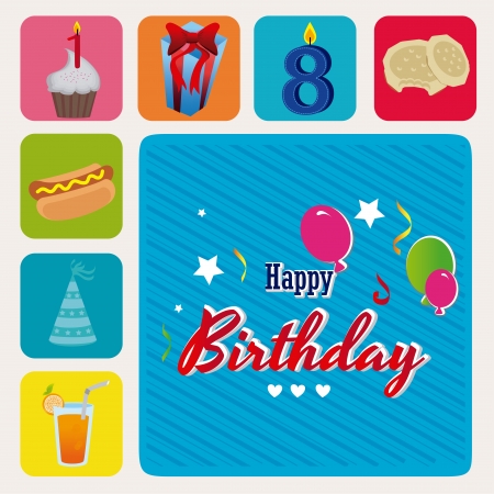 happy birthday over blue background vector illustration のイラスト素材