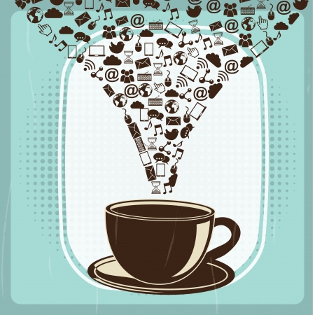 social media icons over vintage  background vector illustration のイラスト素材