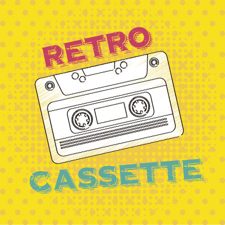 cassette retro over yellow dotted background vector illustrationのイラスト素材