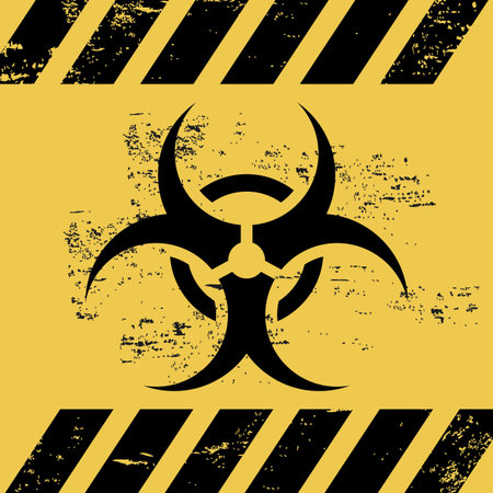 biohazard ribbon over white background vector illustration のイラスト素材