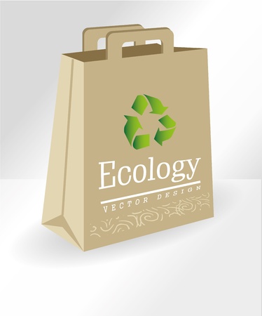 ecology bag over gray background vector illustration のイラスト素材