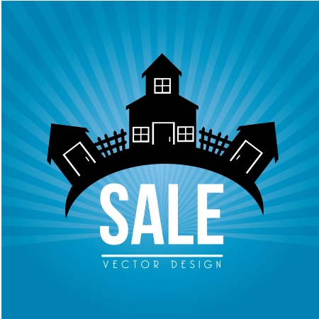 house for sale design over blue background vector illustrationのイラスト素材