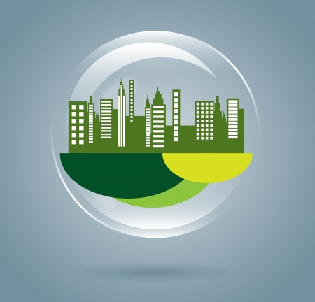 green city over gray background のイラスト素材