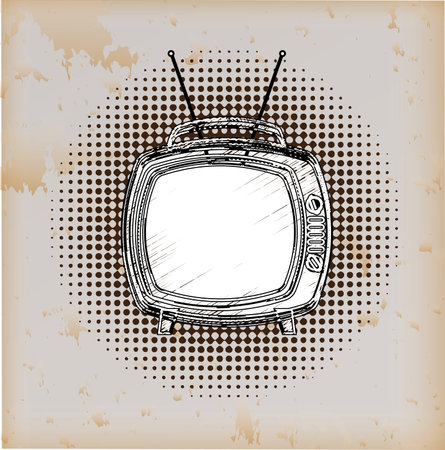 classic television over vintage backgroundのイラスト素材