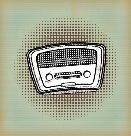 radio old  over vintage background のイラスト素材