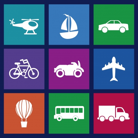 transports icons over blue background のイラスト素材