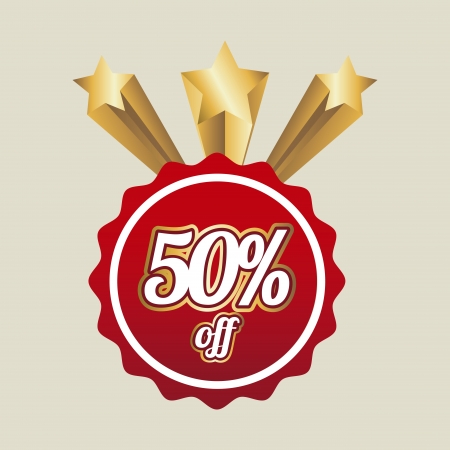 fifty percent off over beige background のイラスト素材