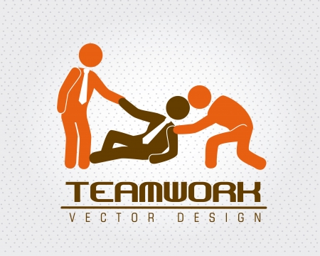 team work over dotted backgroundのイラスト素材