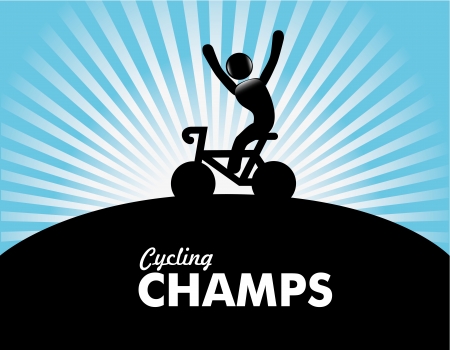 cycling champs over blue background のイラスト素材