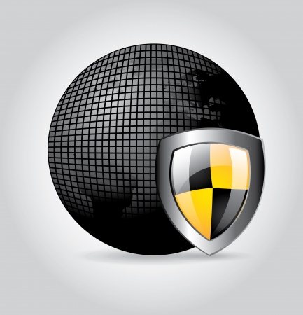 global shield design over gray background のイラスト素材