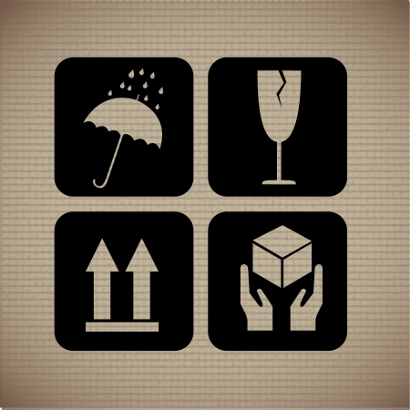 Cardboard icons over lineal background のイラスト素材