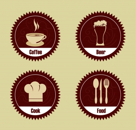 restaurant seals over beige background のイラスト素材