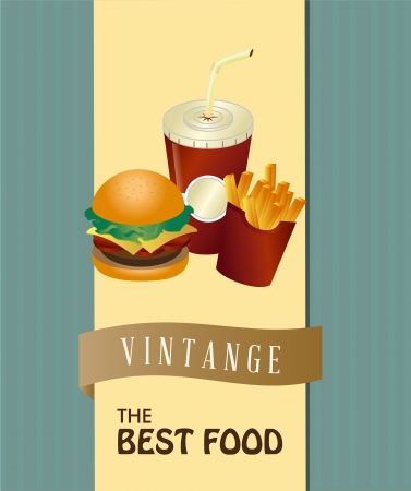 the best food over vintage background のイラスト素材