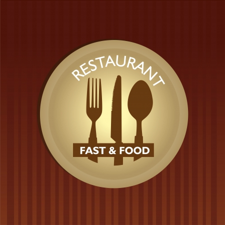 restaurant label over brown backgroundのイラスト素材