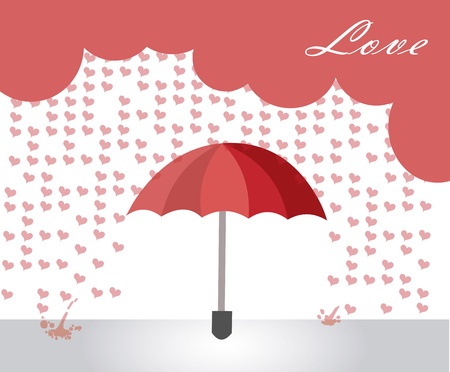 hearts rain over pink background のイラスト素材