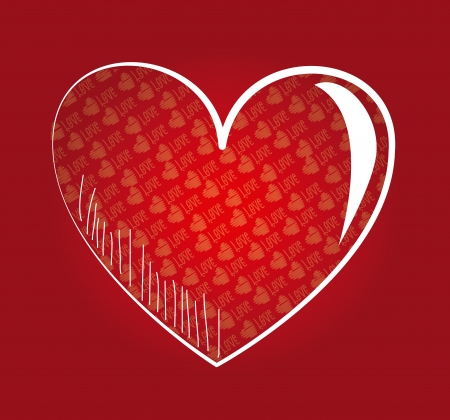 love heart over red background illustration のイラスト素材