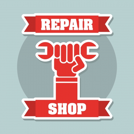 repair shop over blue background のイラスト素材