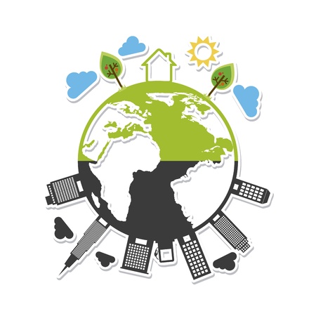 land of contrasts over white backgroundのイラスト素材