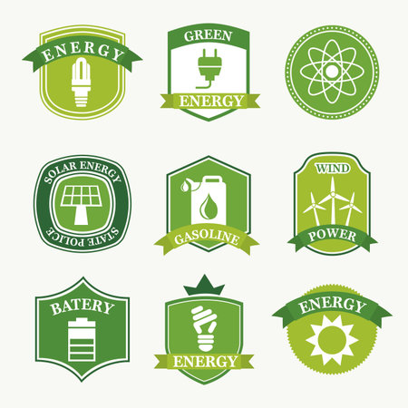 energy labels over green background のイラスト素材
