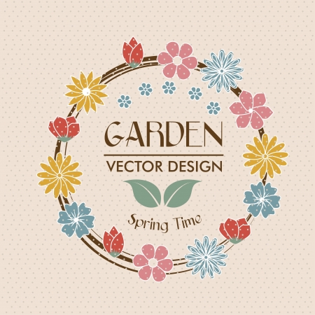 garden design over pink background illustration のイラスト素材