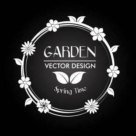 garden design over black background illustration のイラスト素材