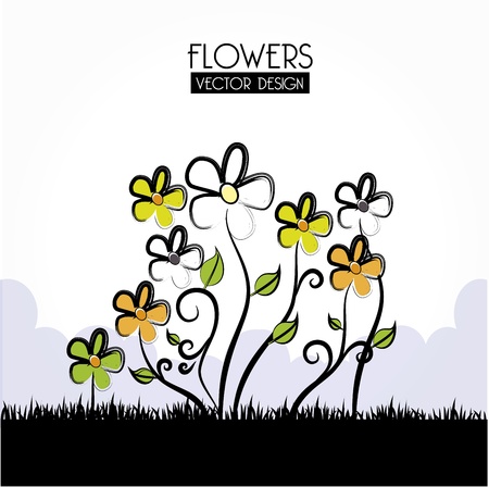 flowers design over white background illustration のイラスト素材