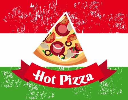 hot pizza design over italian flag background のイラスト素材